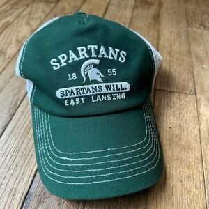 Michigan State Spartans Trucker Hat Cap Green‎ White Adjustable
